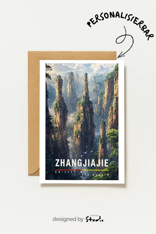 Postkarte Zhangjiajie Schwebende Berge & Felslandschaft China