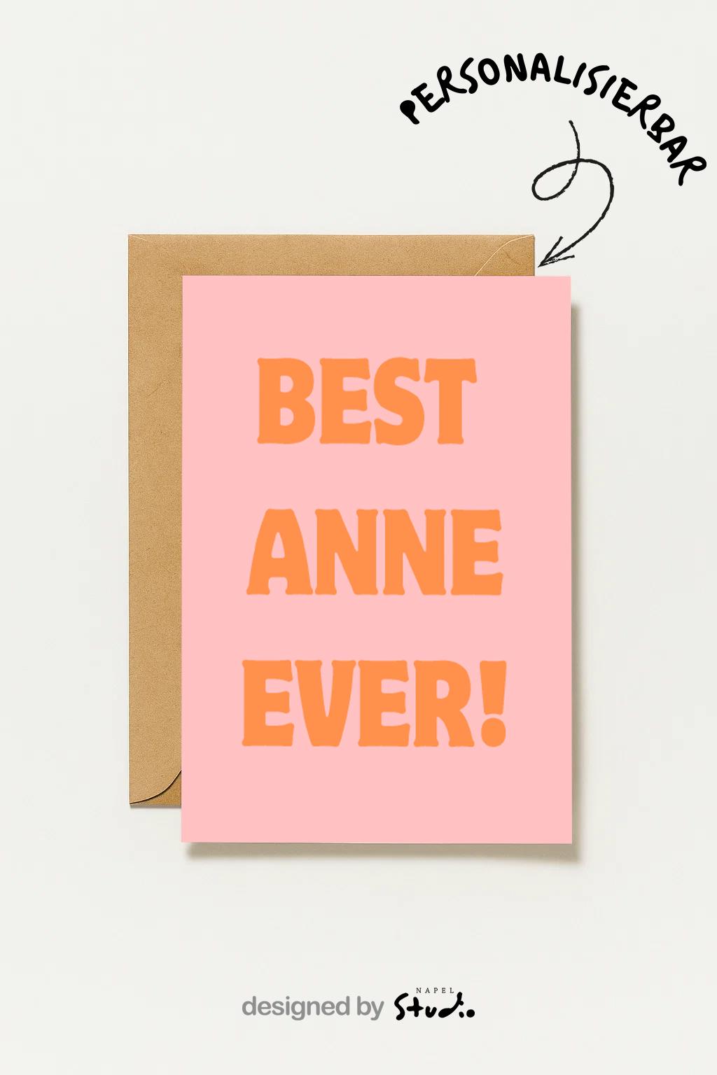 Best Anne Ever Grußkarte | Liebevolle Karte für Mütter, Muttertag, Geburtstag Türkische Karte für Mütter