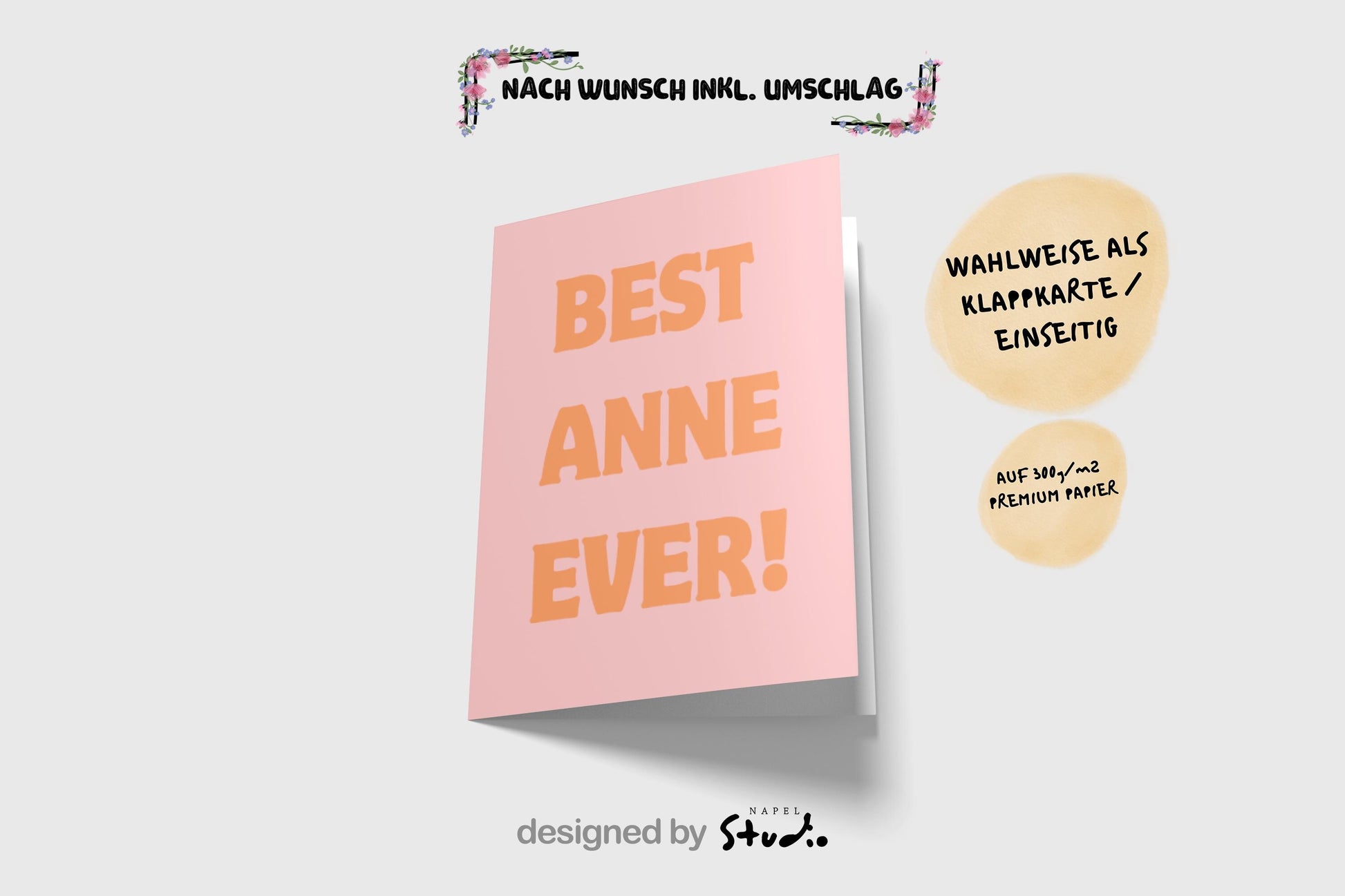 Best Anne Ever Grußkarte | Liebevolle Karte für Mütter, Muttertag, Geburtstag Türkische Karte für Mütter