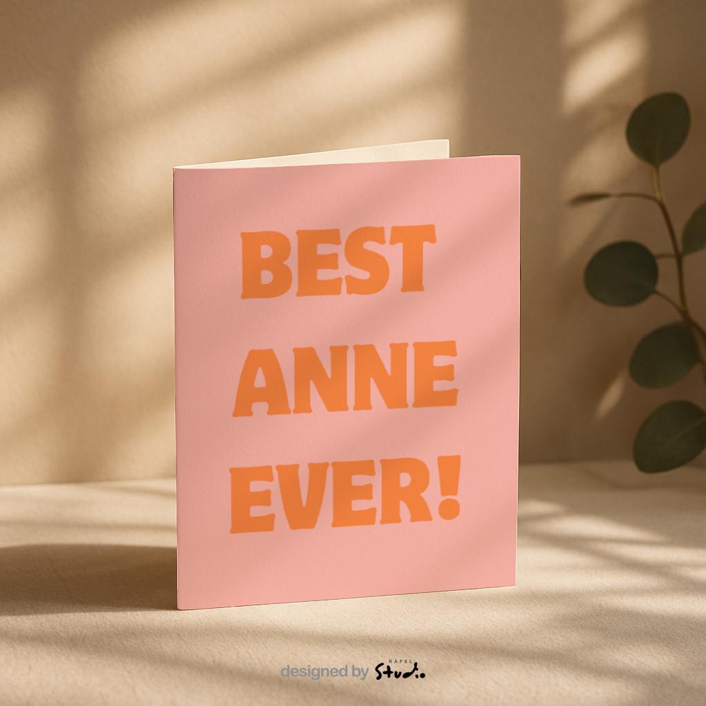 Best Anne Ever Grußkarte | Liebevolle Karte für Mütter, Muttertag, Geburtstag Türkische Karte für Mütter