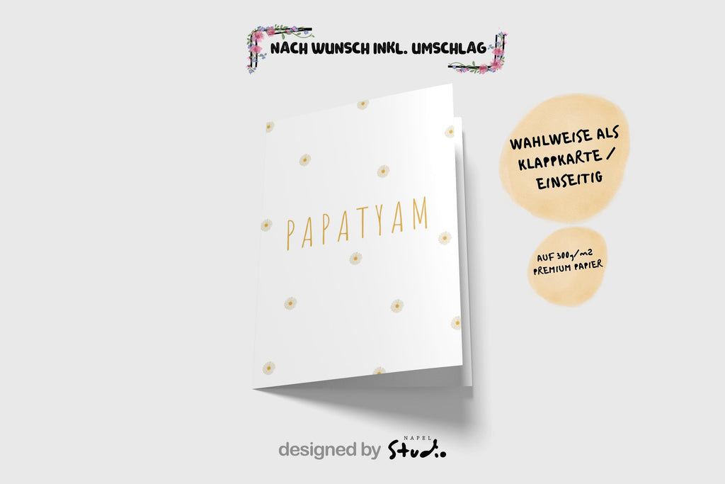 Papatyam Grußkarte | Minimalistische Blumen Karte mit Gänseblümchen Türkische Karte