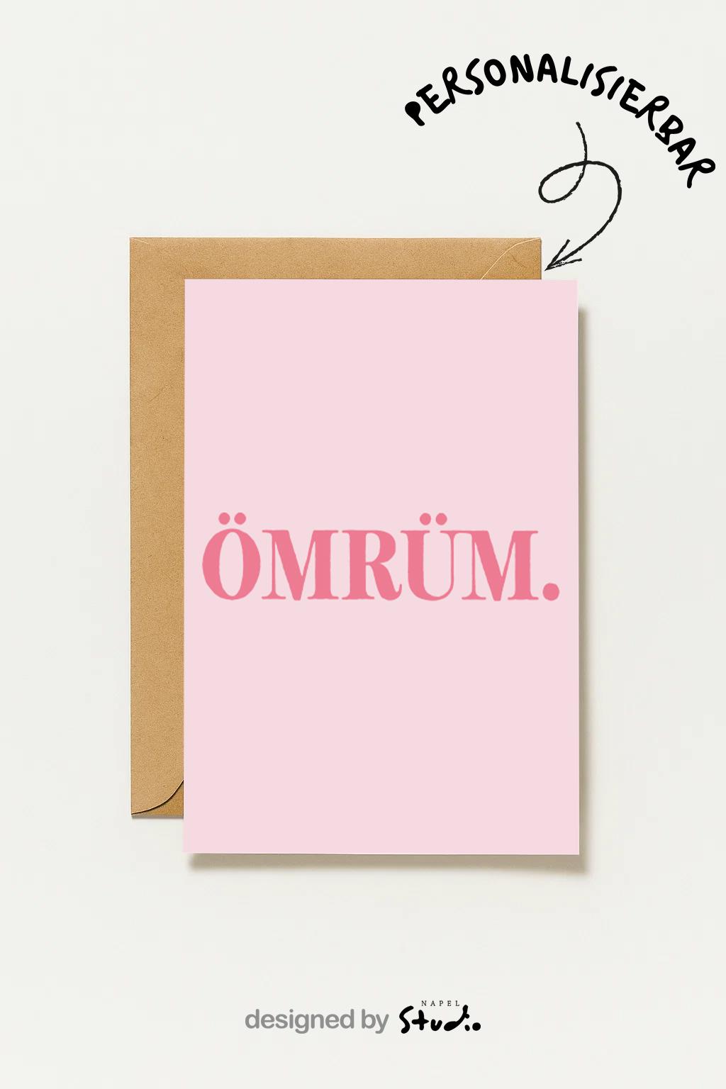 Ömrüm Grußkarte | Romantische türkische Liebeskarte minimalistisch