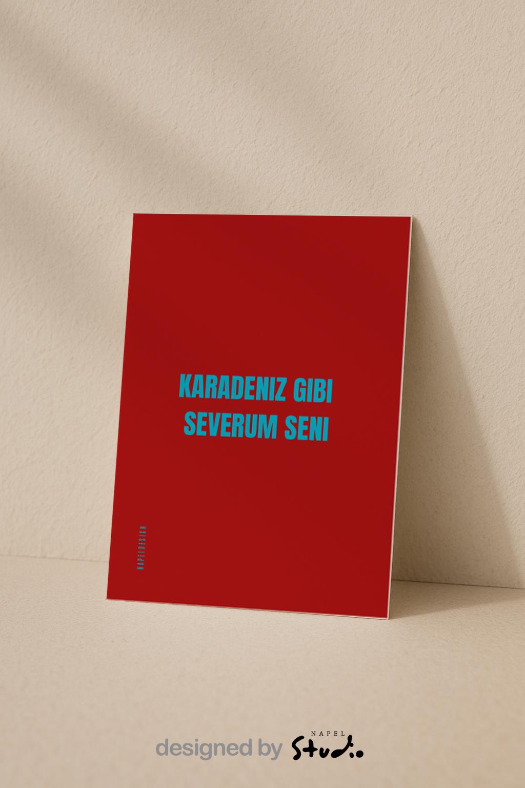 Karadeniz Gibi Severum Seni Grußkarte | Karadeniz Trabzon Liebeskarte minimalistisch