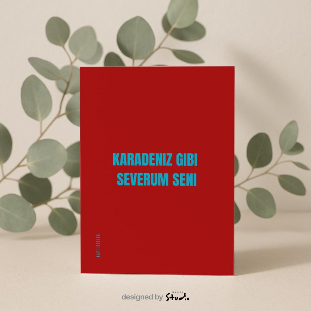 Karadeniz Gibi Severum Seni Grußkarte | Karadeniz Trabzon Liebeskarte minimalistisch