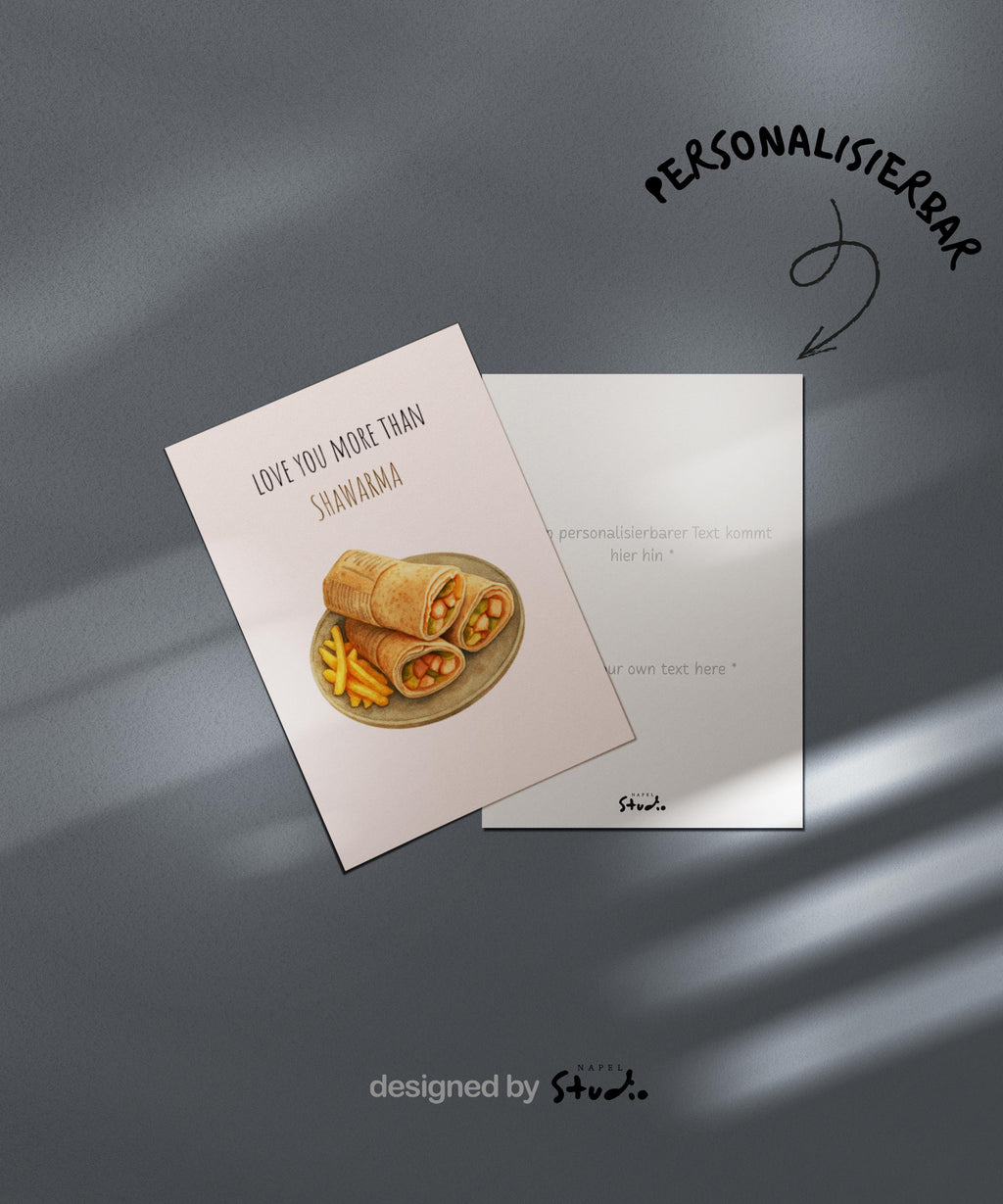 Love You More Than Shawarma Grußkarte | Lustige Food Liebeskarte modern