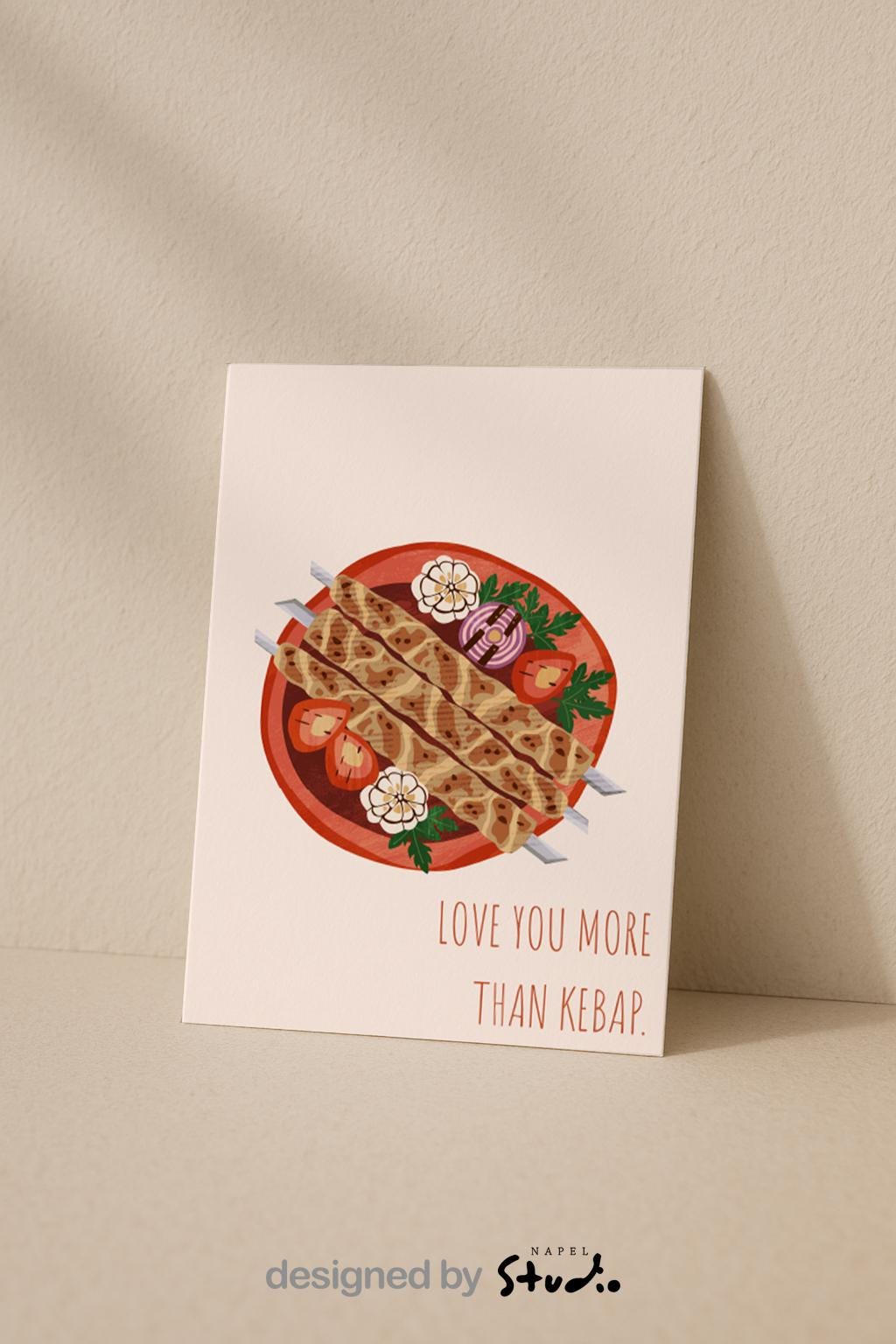 Love You More Than Kebab Grußkarte | Lustige türkische Liebeskarte mit Food Motiv