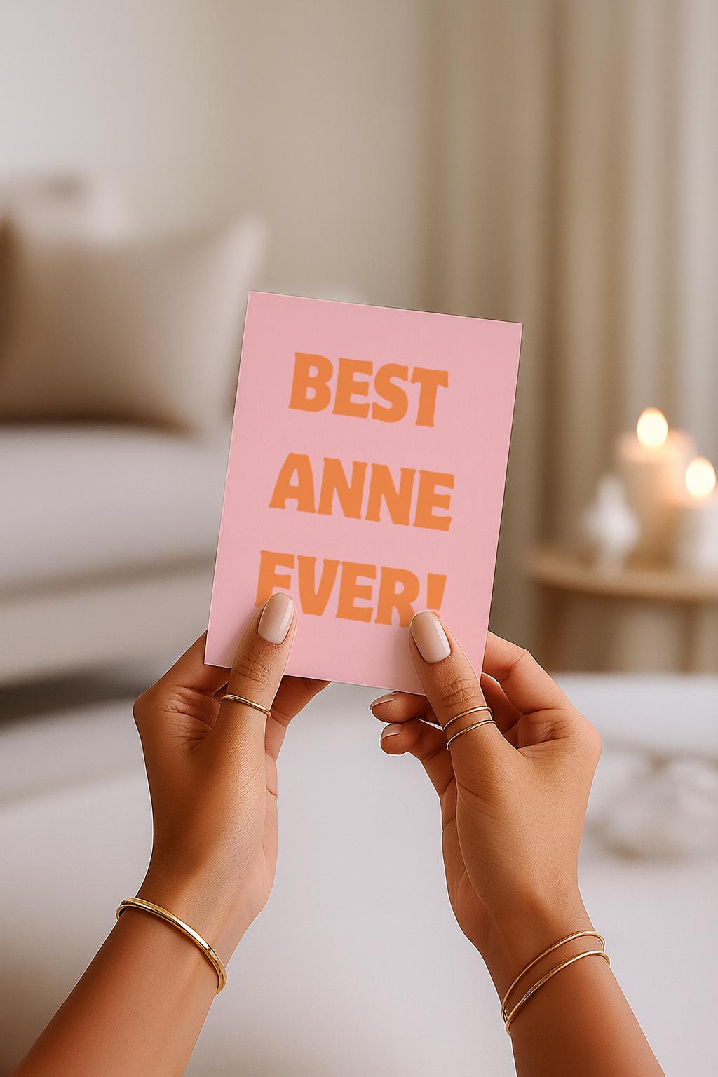 Best Anne Ever Grußkarte | Liebevolle Karte für Mütter, Muttertag, Geburtstag Türkische Karte für Mütter