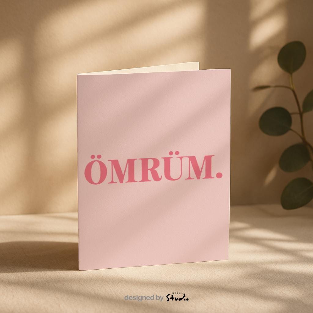 Ömrüm Grußkarte | Romantische türkische Liebeskarte minimalistisch