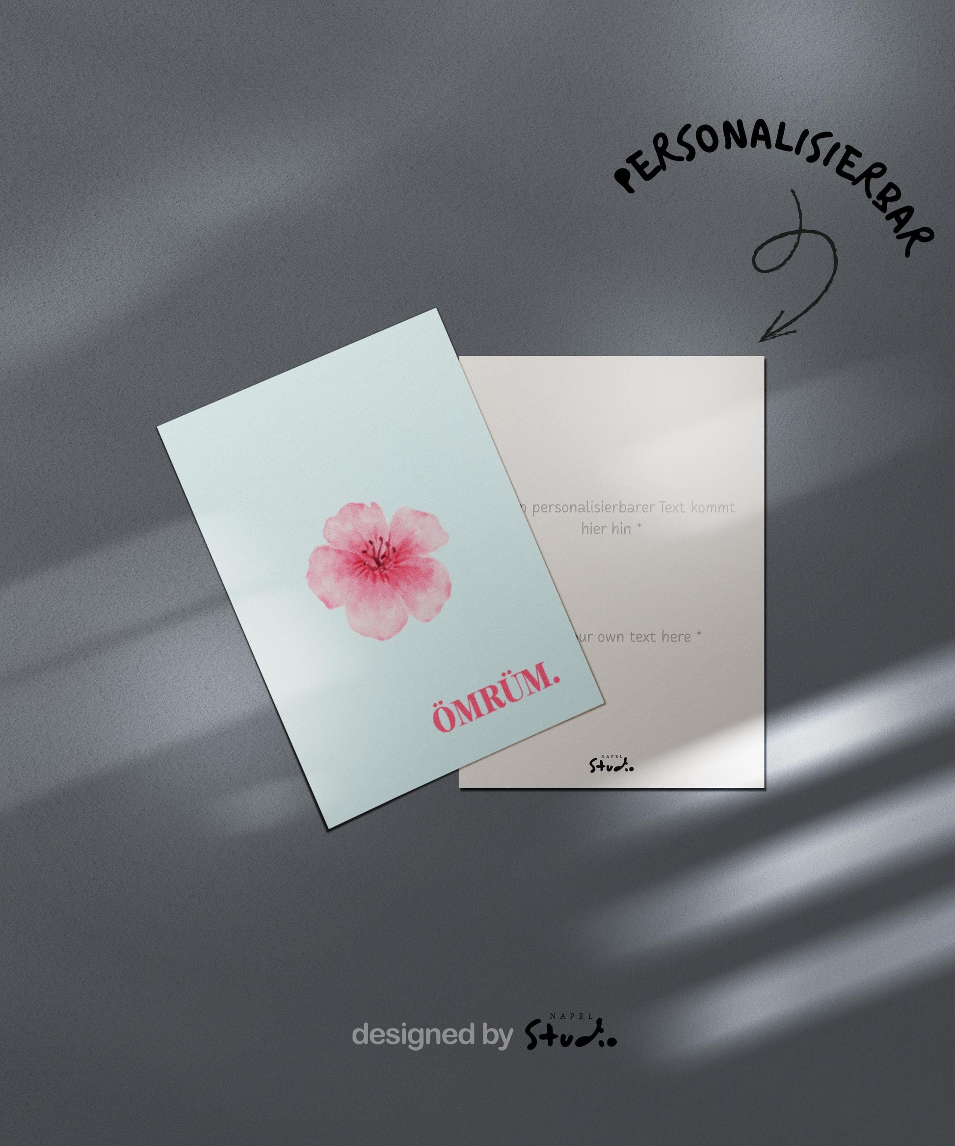 Ömrüm Grußkarte mit Blume | Romantische türkische Liebeskarte minimalistisch
