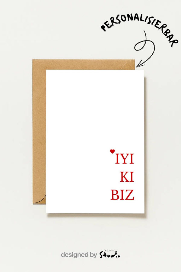 İyi ki biz Karte | Türkische Liebes Geburtstagskarte im minimalistischen Stil | A6 romantische Grußkarte Geschenkidee für Partner
