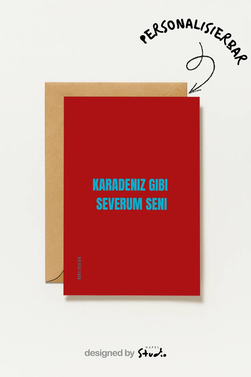 Karadeniz Gibi Severum Seni Grußkarte | Karadeniz Trabzon Liebeskarte minimalistisch