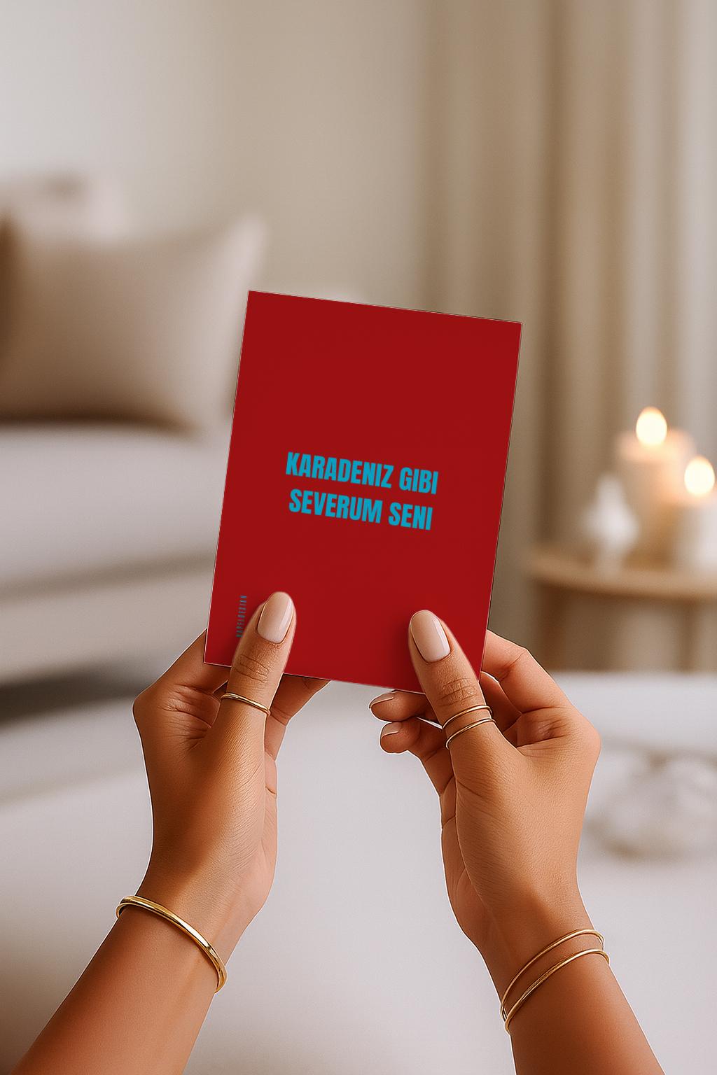 Karadeniz Gibi Severum Seni Grußkarte | Karadeniz Trabzon Liebeskarte minimalistisch