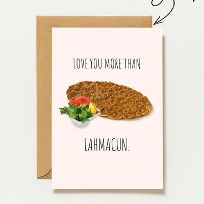 Love you more than Lahmacun Grußkarte | Lustige türkische Liebeskarte mit Food Motiv