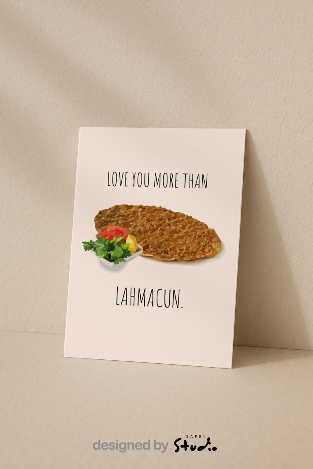 Love you more than Lahmacun Grußkarte | Lustige türkische Liebeskarte mit Food Motiv