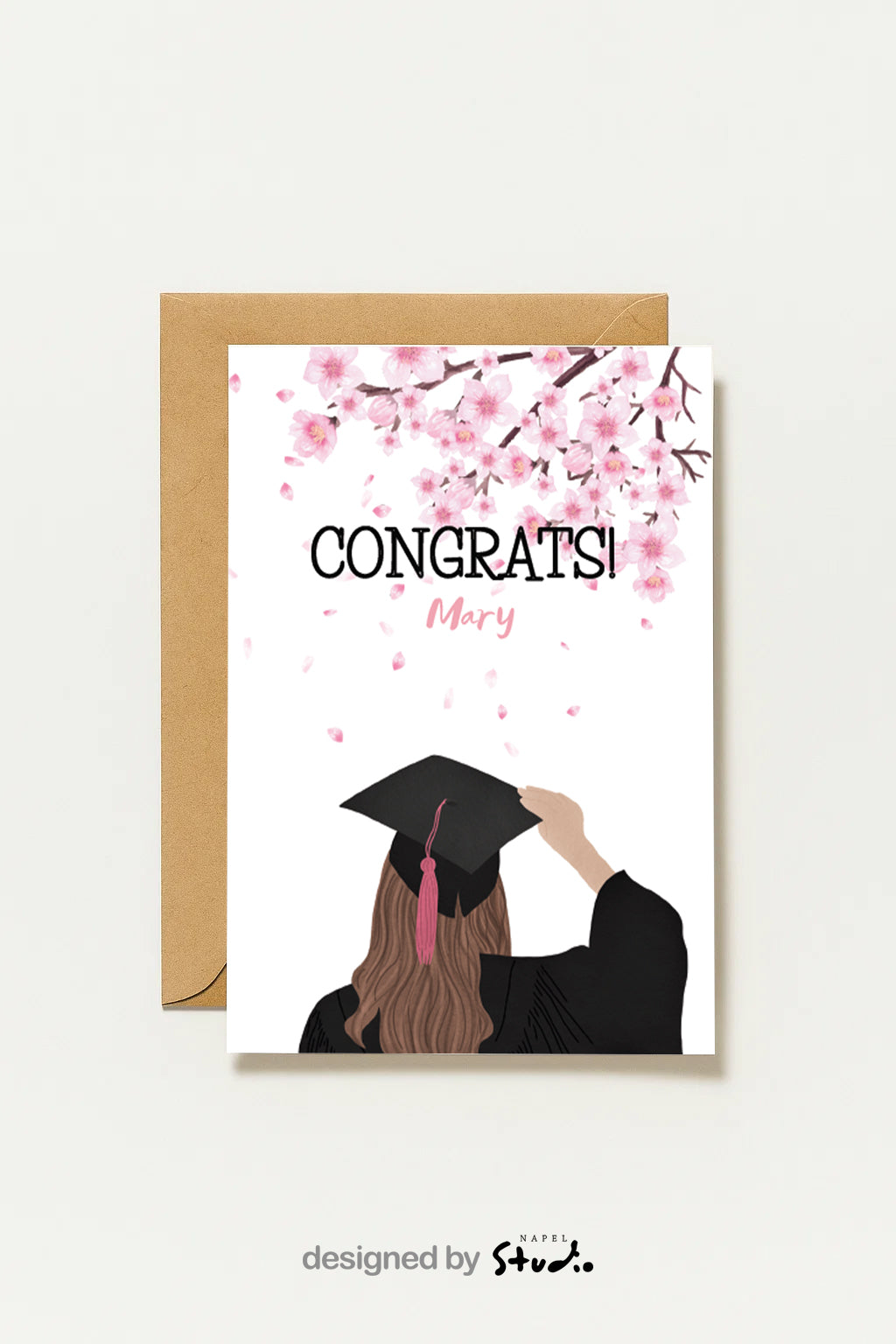 Carte de félicitations personnalisée | Motif fleurs de cerisier