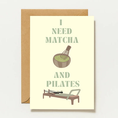 Carte Matcha Pilates | Carte de vœux humoristique sur le fitness