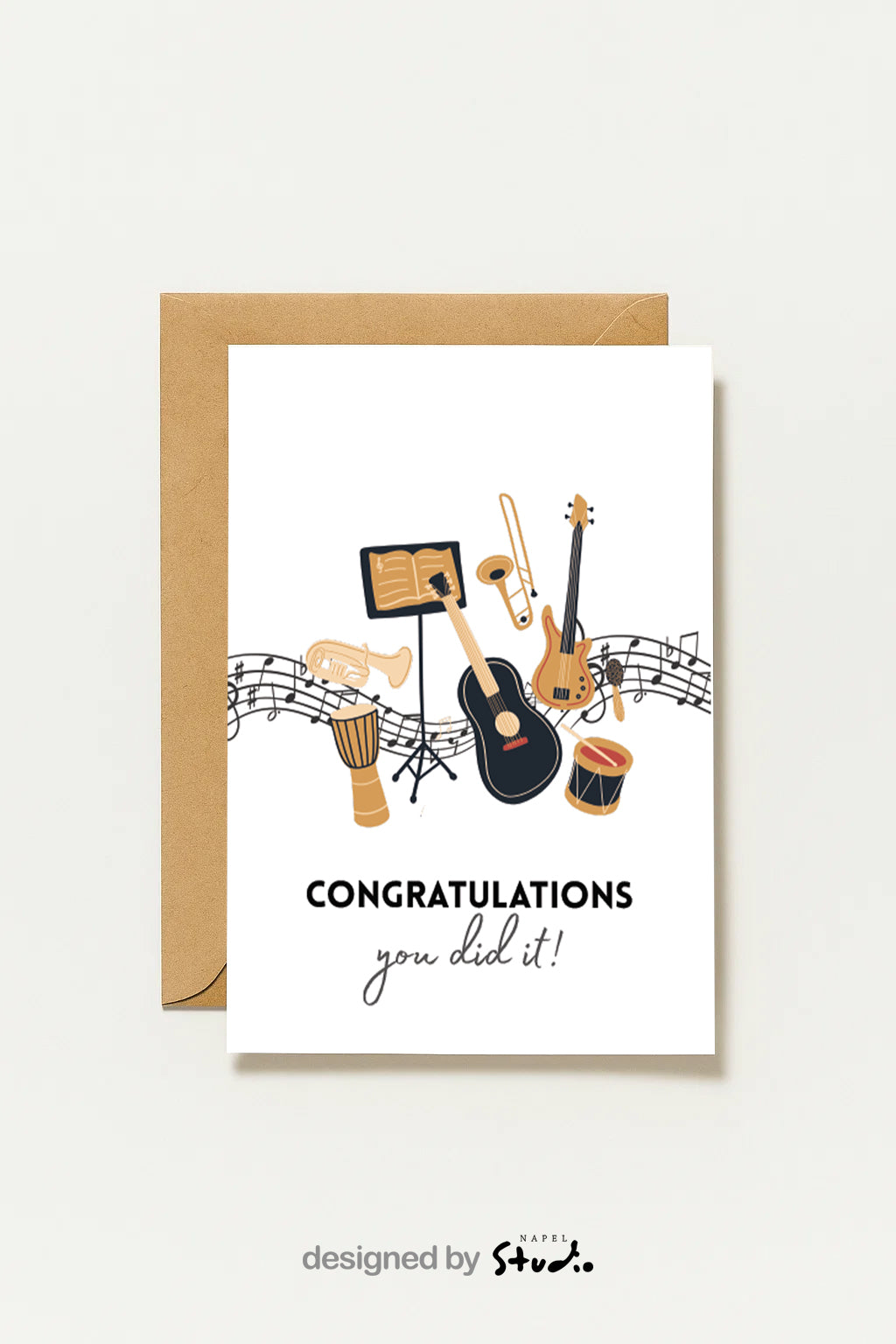 Carte de vœux pour musicien | Carte de félicitations avec instruments | Cadeau pour musicien | Remise de diplôme, examen, réussite, concert A6