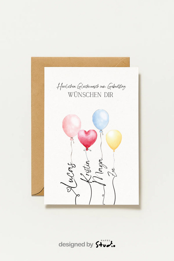 Geburtstagskarte Mit Ballons Personalisierbar