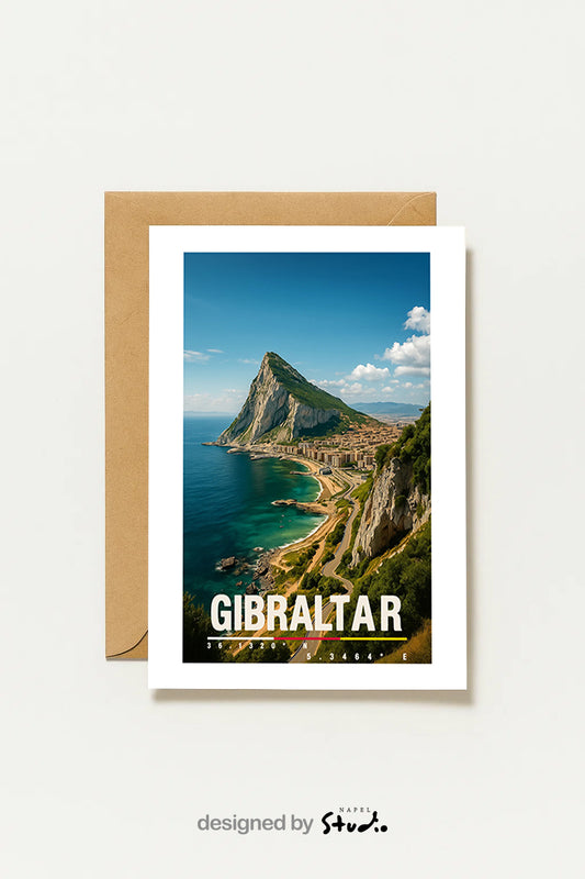 Grußkarte Gibraltar | A6 Reisekarte | Urlaubskarte mit Küstenmotiv