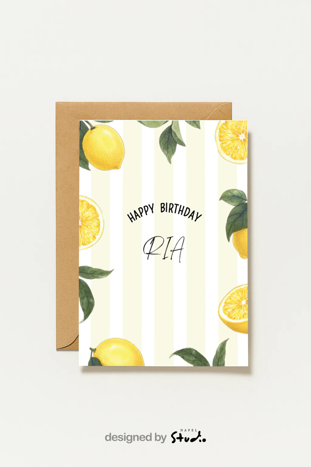 Postkarte Zitronige Happy Birthday – Personalisierbare Mit Name