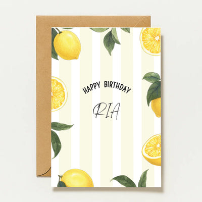 Carte d'anniversaire citron – Carte de vœux personnalisée avec nom