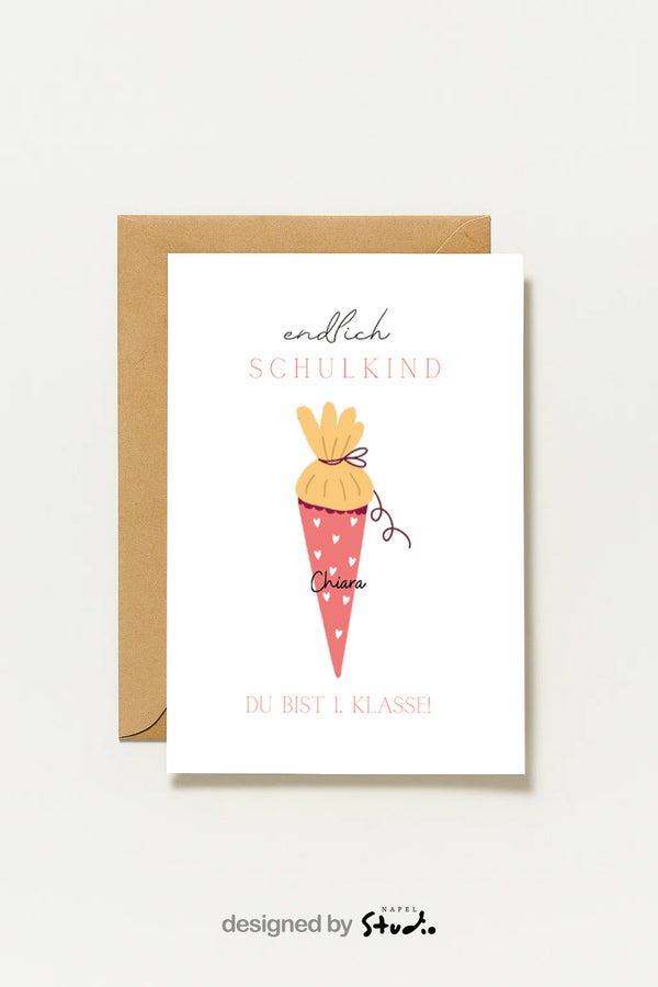 Enfin un écolier ! | Carte personnalisable pour le premier jour d'école