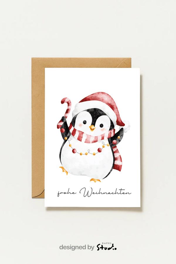 Weihnachtskarte Pinguin Niedliche Frohe Weihnachten