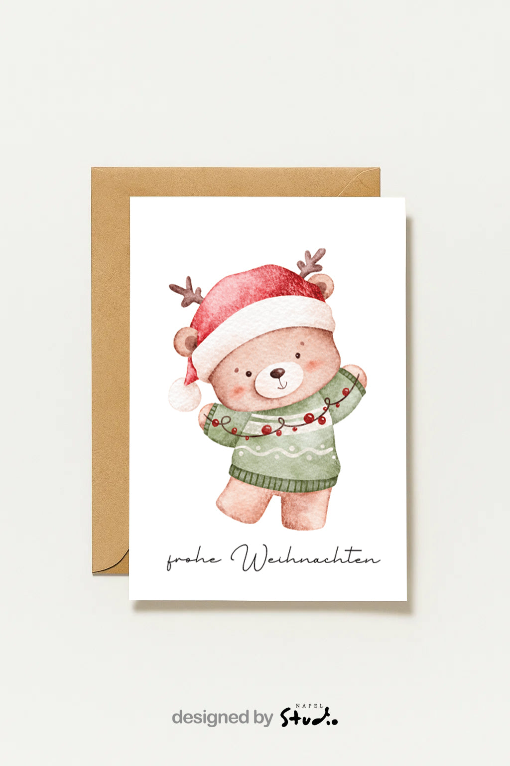 Carte de Noël avec un ours | Jolie carte de Noël