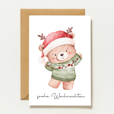 Carte de Noël avec un ours | Jolie carte de Noël