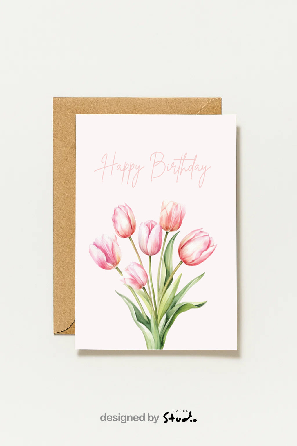 Aquarell Geburtstagskarte Mit Tulpen Happy Birthday