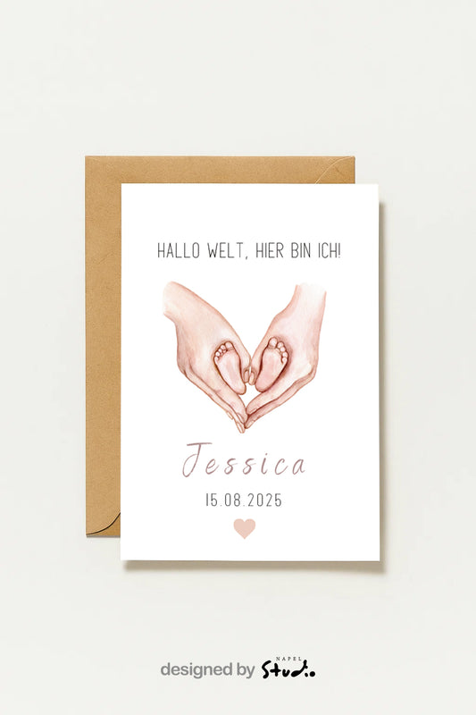 Hallo Welt | Karte zur Geburt