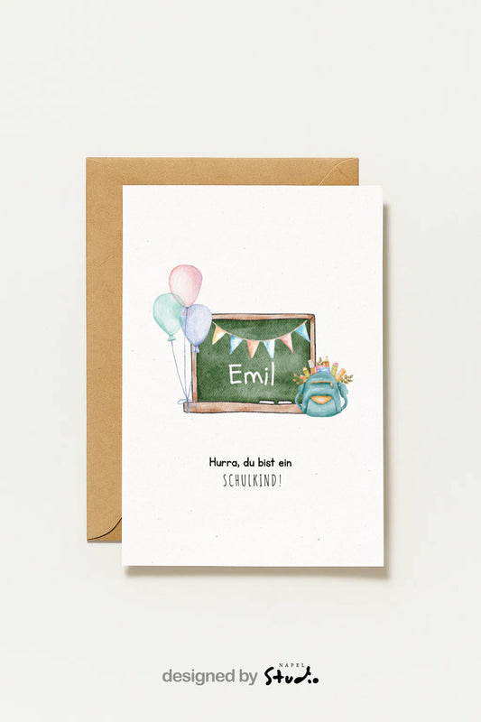 Personalisierte Einschulungskarte | Hurra, du bist ein Schulkind!