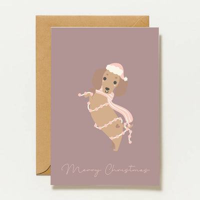 Carte de Noël avec un teckel | Joyeux Noël