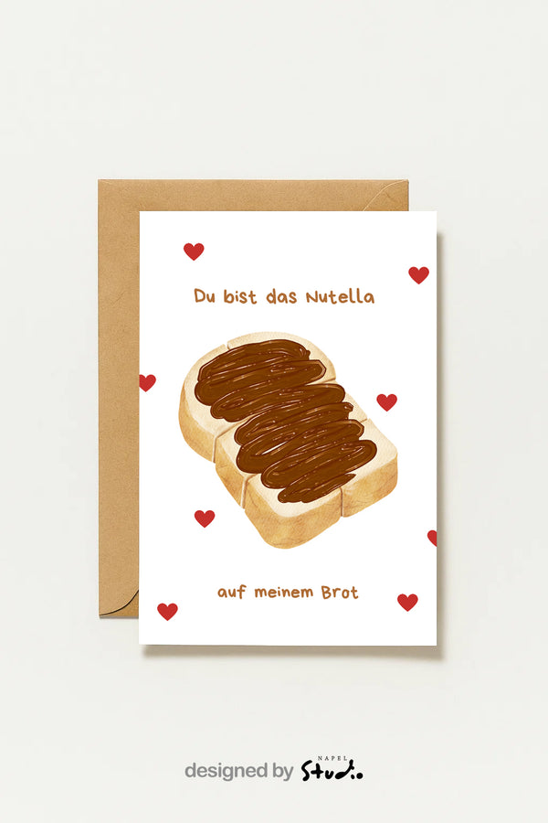 Carte d'amour humoristique | « Tu es le Nutella sur mon pain » | Carte de vœux douce pour votre copain/copine – Saint-Valentin, anniversaire, anniversaire