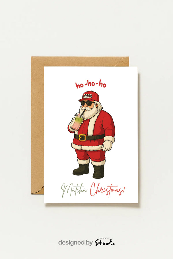 Matcha Christmas Lustige Weihnachtskarte Mit Santa Claus Ho Ho Ho 2025 Weihnachtsgruß Für Matcha Liebhaber