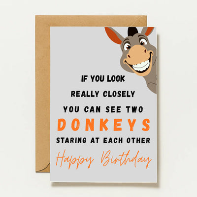 Carte d'anniversaire humoristique avec un âne |