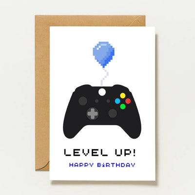 Gamer Geburtstagskarte Level Up