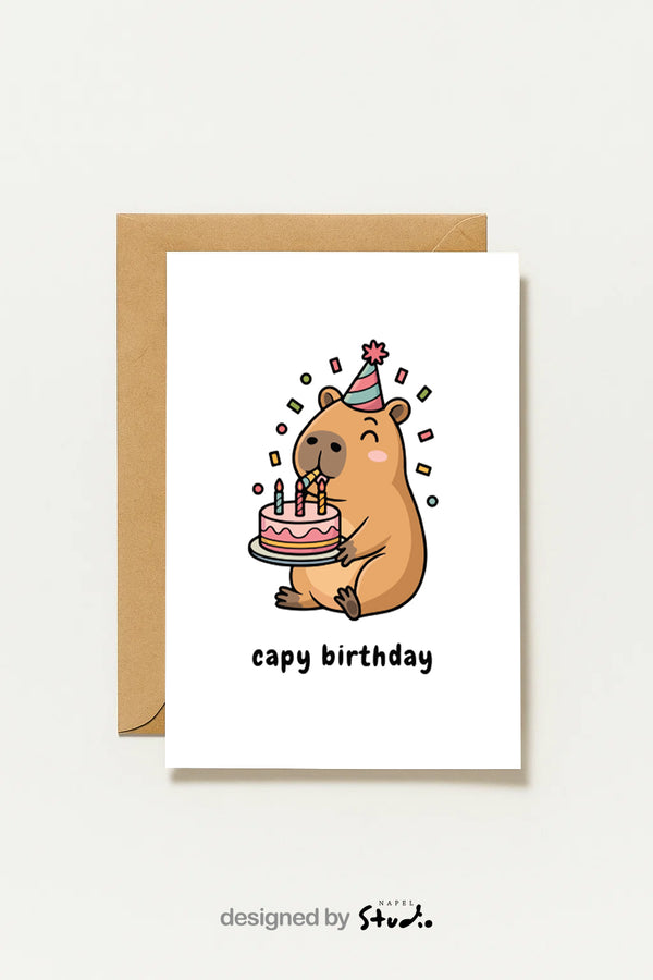 Postkarte Capybara Birthday Cute Pun