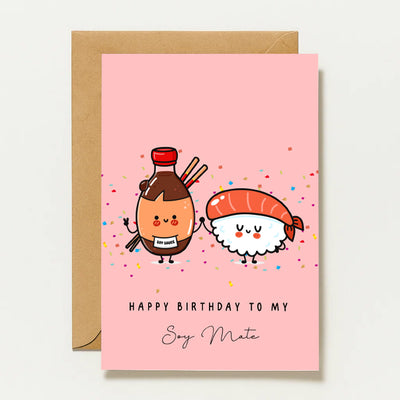Carte d'anniversaire | Sushi et sauce soja