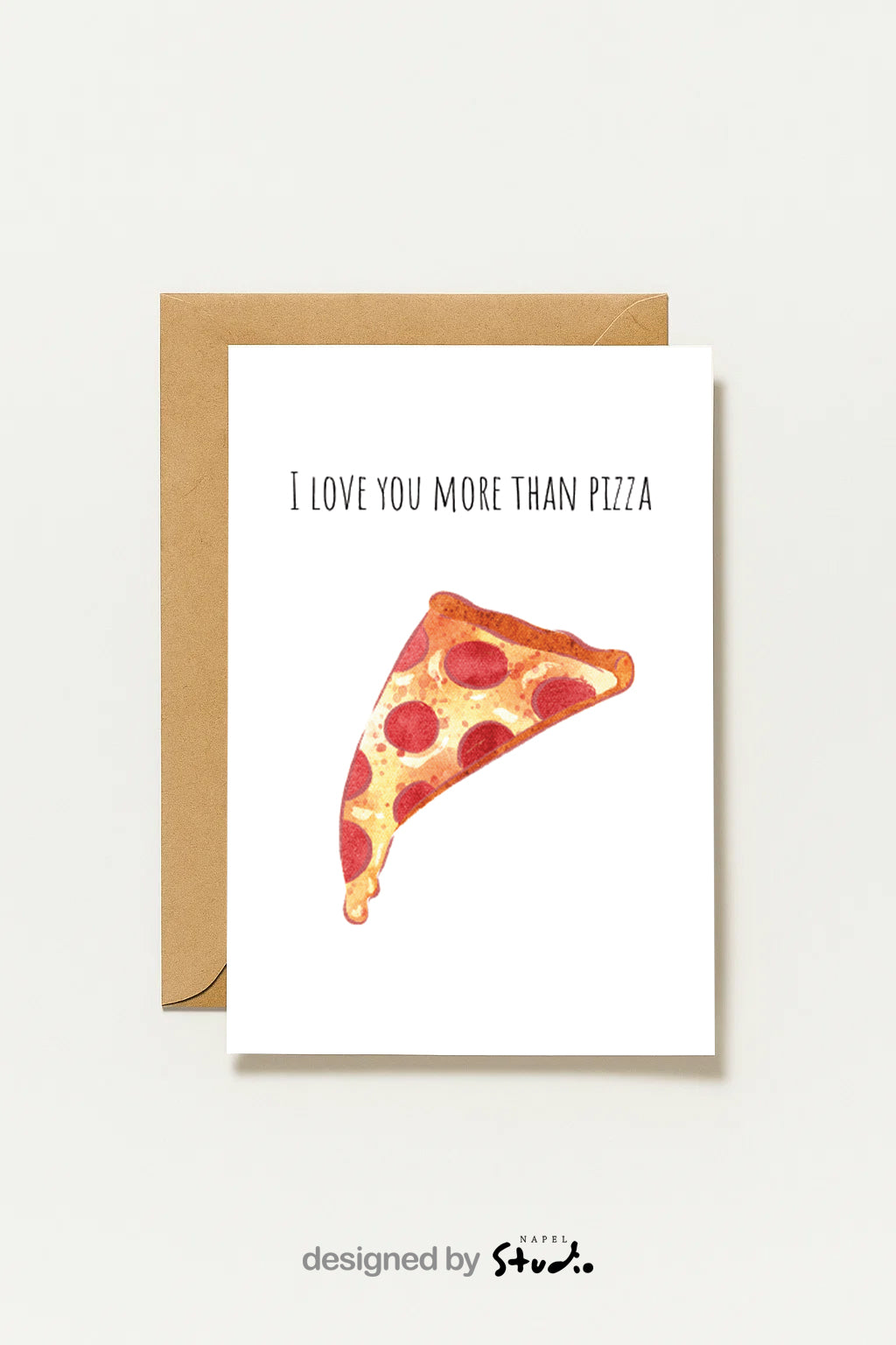 Postkarte I Love You More Than Pizza Liebevolle