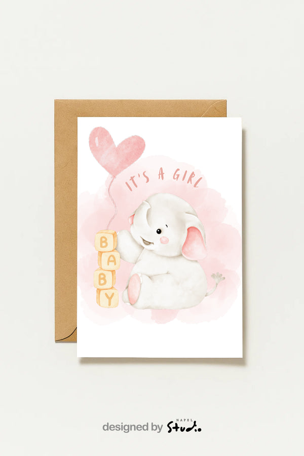 C'est une fille | Carte de vœux pour annoncer une naissance