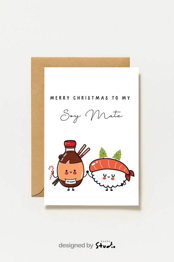 Carte de Noël | Duo sushi et sauce soja