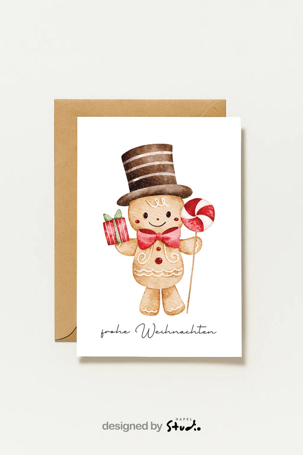 Weihnachtskarte Lebkuchenmann Frohe Weihnachten