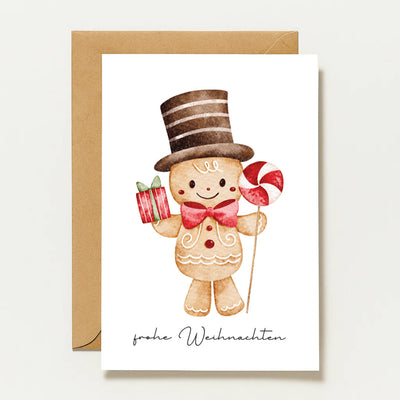 Carte de Noël bonhomme en pain d'épice | Carte de Joyeux Noël