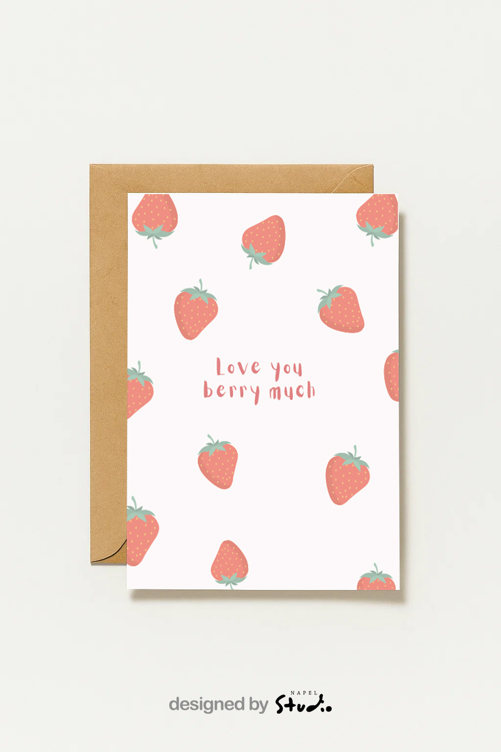 Je t'aime beaucoup | Carte de vœux avec des fraises