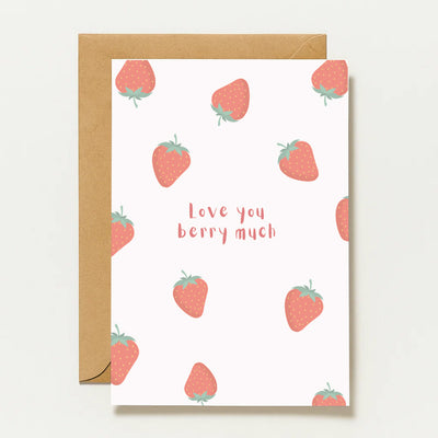 Je t'aime beaucoup | Carte de vœux avec des fraises