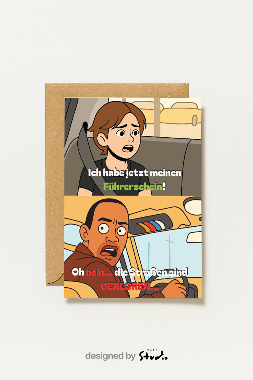 Humorvolle Glückwunschkarte Führerschein