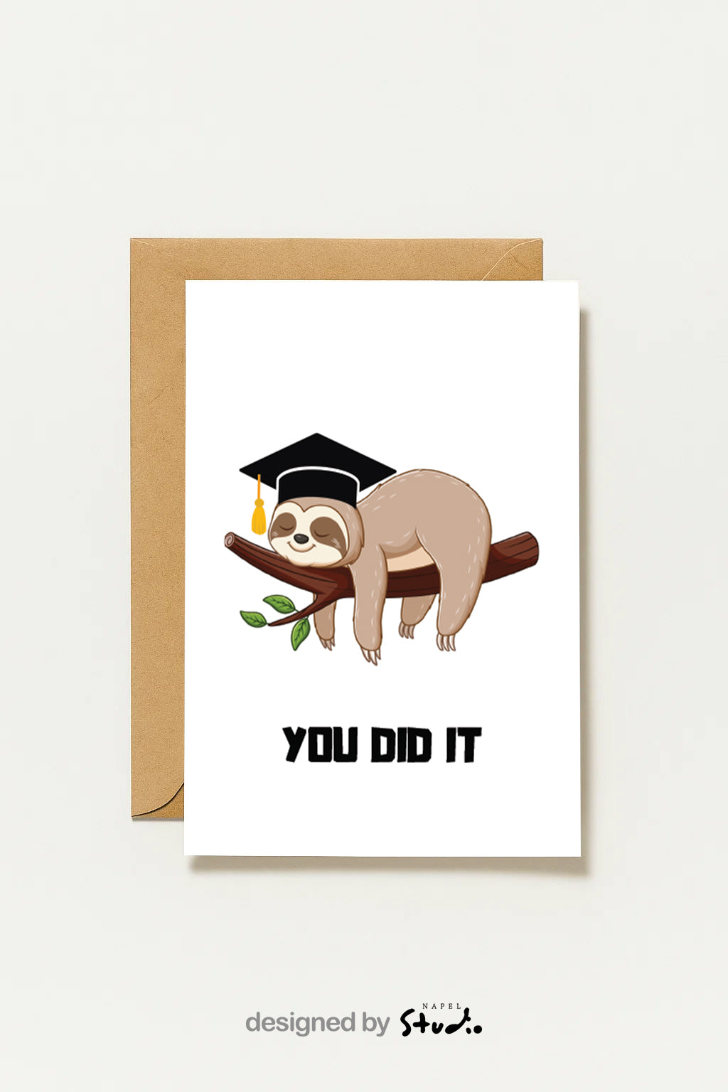 Carte de félicitations humoristique avec un paresseux | "Tu l'as fait !"