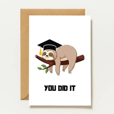 Carte de félicitations humoristique avec un paresseux | 