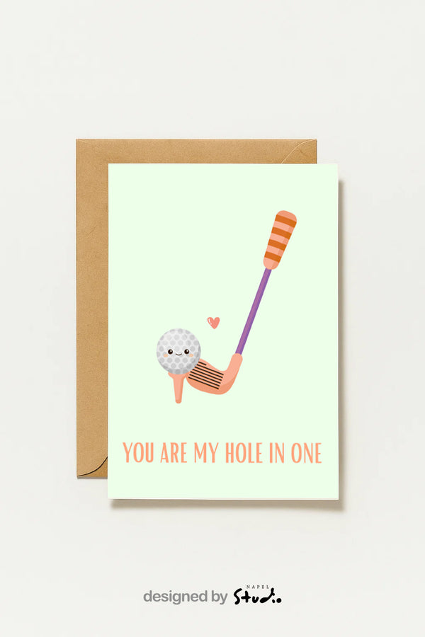 Carte de golf « Tu es mon trou en un » | Carte d'amour humoristique | Carte de Saint-Valentin | Cadeau de golf pour lui et elle |